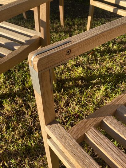 Series of six armchairs in teak and metal...