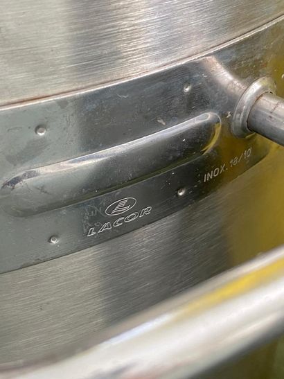 Two large professional stainless steel casseroles,...