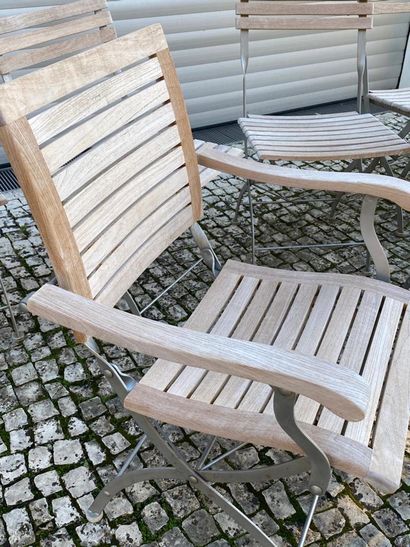 Series of six folding seats in metal and...