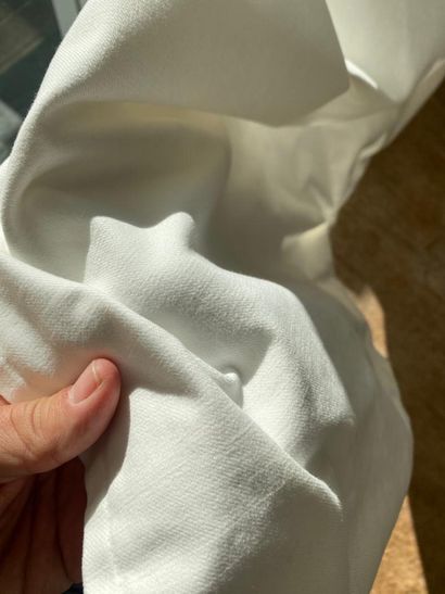 Set of three curtains in white cotton canvas...