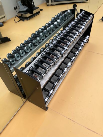 Dumbbell set and storage rack 
Weights from...
