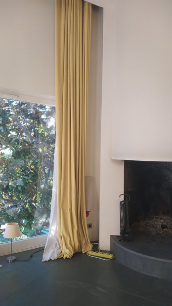 Large curtains in anise green velvet by ...