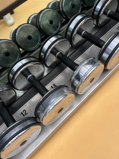 Dumbbell set and storage rack 
Weights from...
