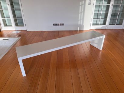 Grand banc en bois laqué blanc  42 x 200...