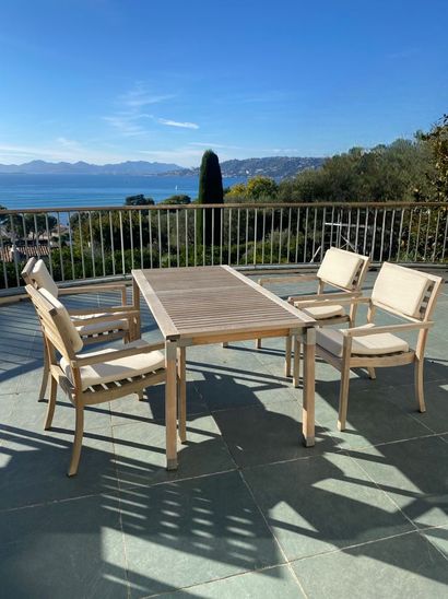 Set including a rectangular table and four...