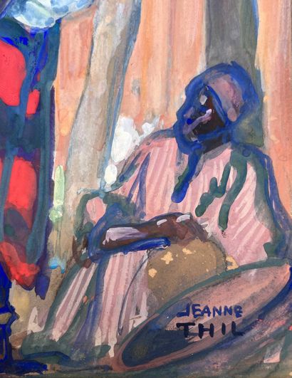 Jeanne THIL (1887-1968)
Scène d'Afrique Equatoriale
Gouache...