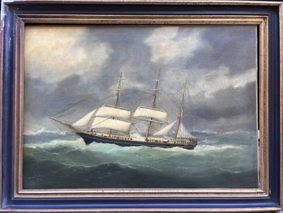 Ecole du XIXe siècle
Navire dans la tempête
Huile...