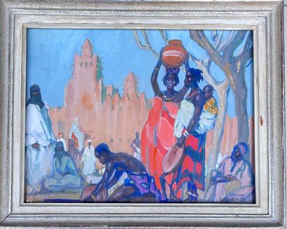 Jeanne THIL (1887-1968)
Scène d'Afrique Equatoriale
Gouache...