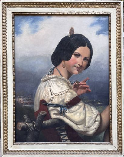 Ecole du XIXe siècle
Portrait de dame au...