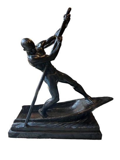 Arthur DUPAGNE (1895-1961)
Le piroguier 
Sculpture...
