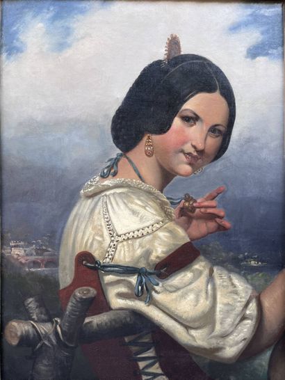 Ecole du XIXe siècle
Portrait de dame au...