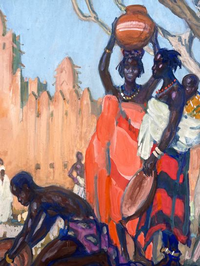 Jeanne THIL (1887-1968)
Scène d'Afrique Equatoriale
Gouache...