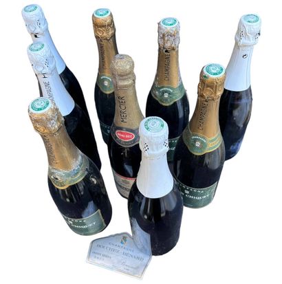 Lot of 9 bottles of various Champagnes, including...