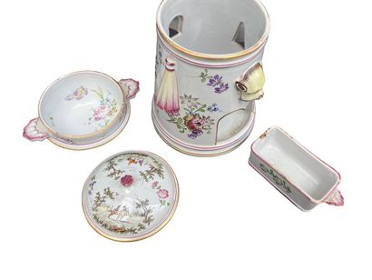 Earthenware teapot decorated with flowers...