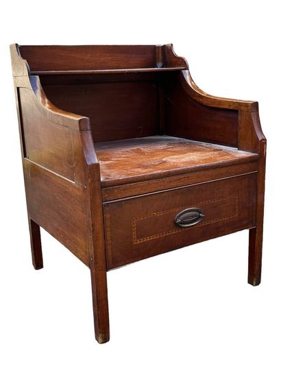 Mahogany bedside table decorated with inlaid...
