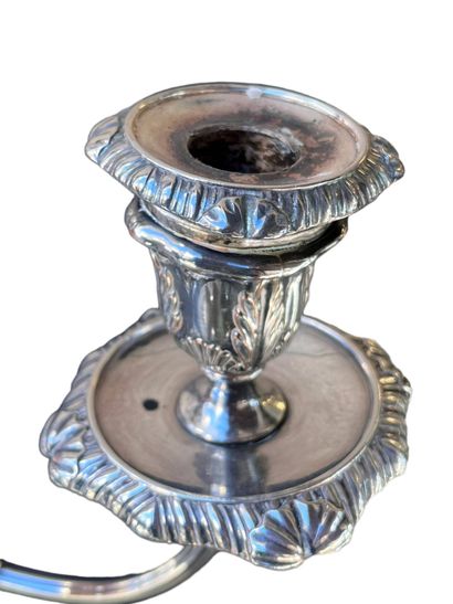 Pair of large silver-plated candlesticks.
H:...