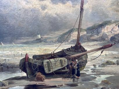 GAUTHIER (XIX)
Boats aground on a Normandy...