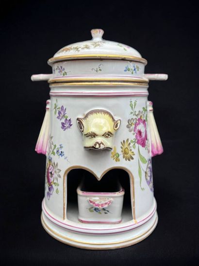 Earthenware teapot decorated with flowers...