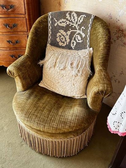 Lot including a salon armchair upholstered...