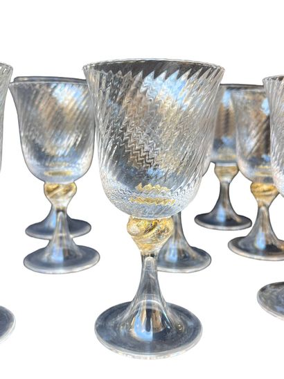 MURANO
Set of 11 blown glass footed glasses...