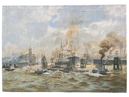 Gustav BURGHARDT (1890-1970)
Ships 
Oil on...