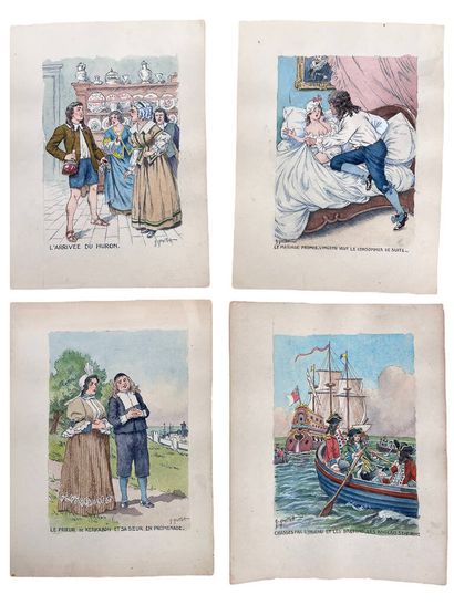 Georges GRELLET (1869-1959)
Lot of 8 watercolors...