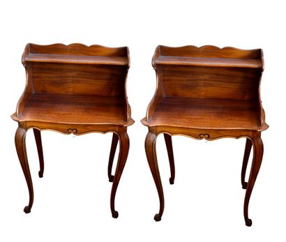 Pair of Louis XV style cherrywood bedside...