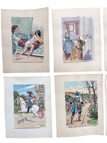 Georges GRELLET (1869-1959)
Lot of 8 watercolors...