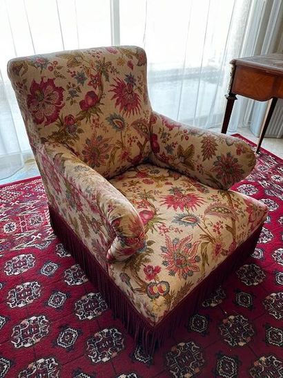 Lot including a salon armchair upholstered...