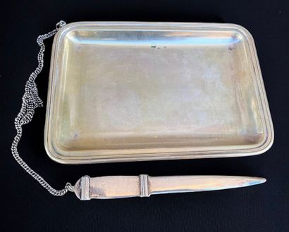 Letter stand with letter opener in silver...