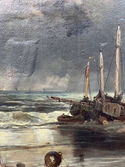 GAUTHIER (XIX)
Boats aground on a Normandy...