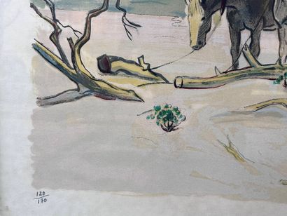Yves BRAYER (1097-1990)
Deux chevaux au repos
Lithographie...