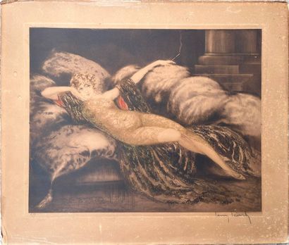 Louis ICART (1888-1950)
Elégante au fumoir
Gravure...
