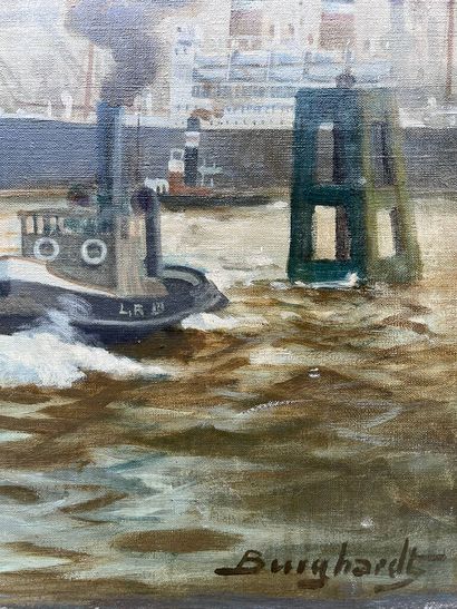 Gustav BURGHARDT (1890-1970)
Ships 
Oil on...