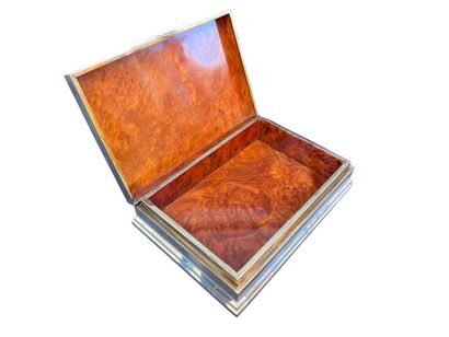 Silver box with repoussé decoration of dancers....