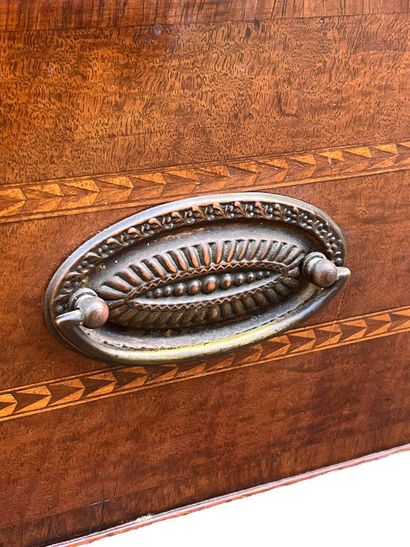 Mahogany bedside table decorated with inlaid...