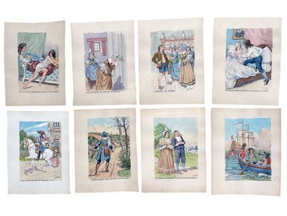Georges GRELLET (1869-1959)
Lot of 8 watercolors...