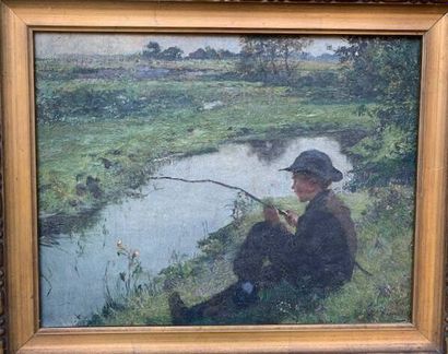 Euariste CARPENTIER (1845-1922)
The boy fisherman.
Oil...