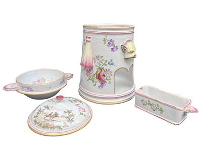 Earthenware teapot decorated with flowers...