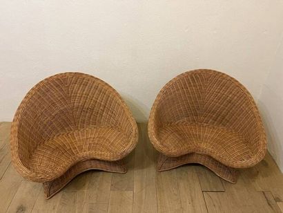 Paire de fauteuils en osier
Vers 1960
France....
