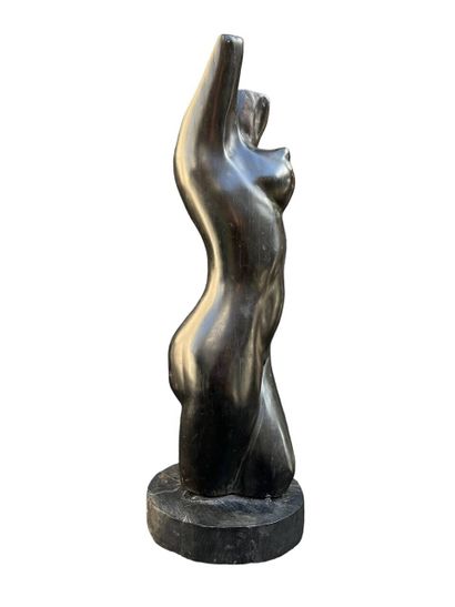 Sculpture anthropomorphe en ébène, taille...