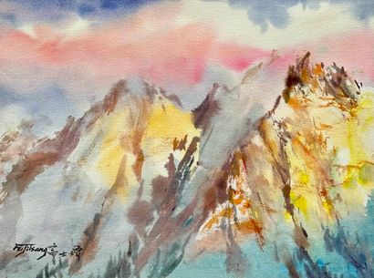 FU Ji Tsang (1958)
Setting sun on the peaks
Watercolor...