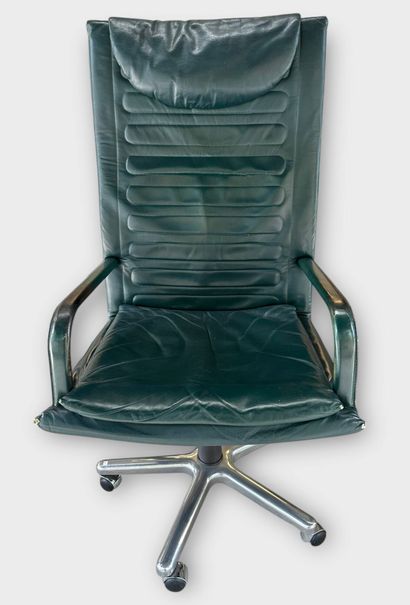 Desk armchair with metal frame and green...