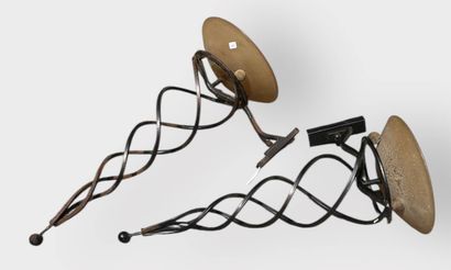 Pair of wrought-iron sconces supporting a...