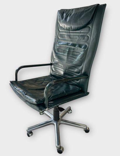 Desk armchair with metal frame and green...