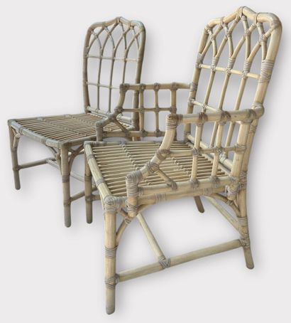 Rattan set including a pair of armchairs...