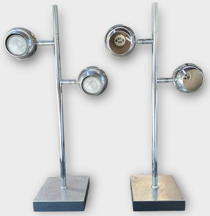 Pair of directional ball lamps in chromed...