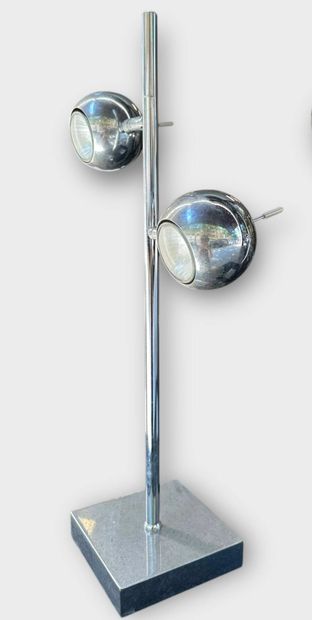Pair of directional ball lamps in chromed...