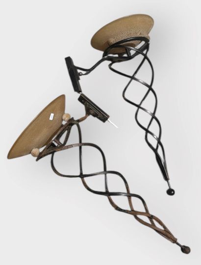Pair of wrought-iron sconces supporting a...