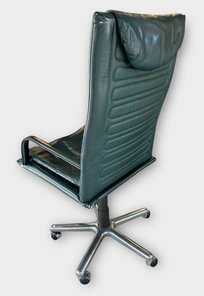 Desk armchair with metal frame and green...
